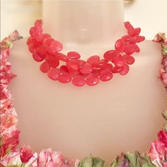 Genuine Real PiNK JADE Necklace 50+ Teardrops & Sterling EARRINGS Chic Luxury - Picture 9 of 9